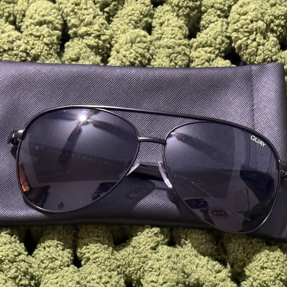 Quay Black Aviator Sunglasses